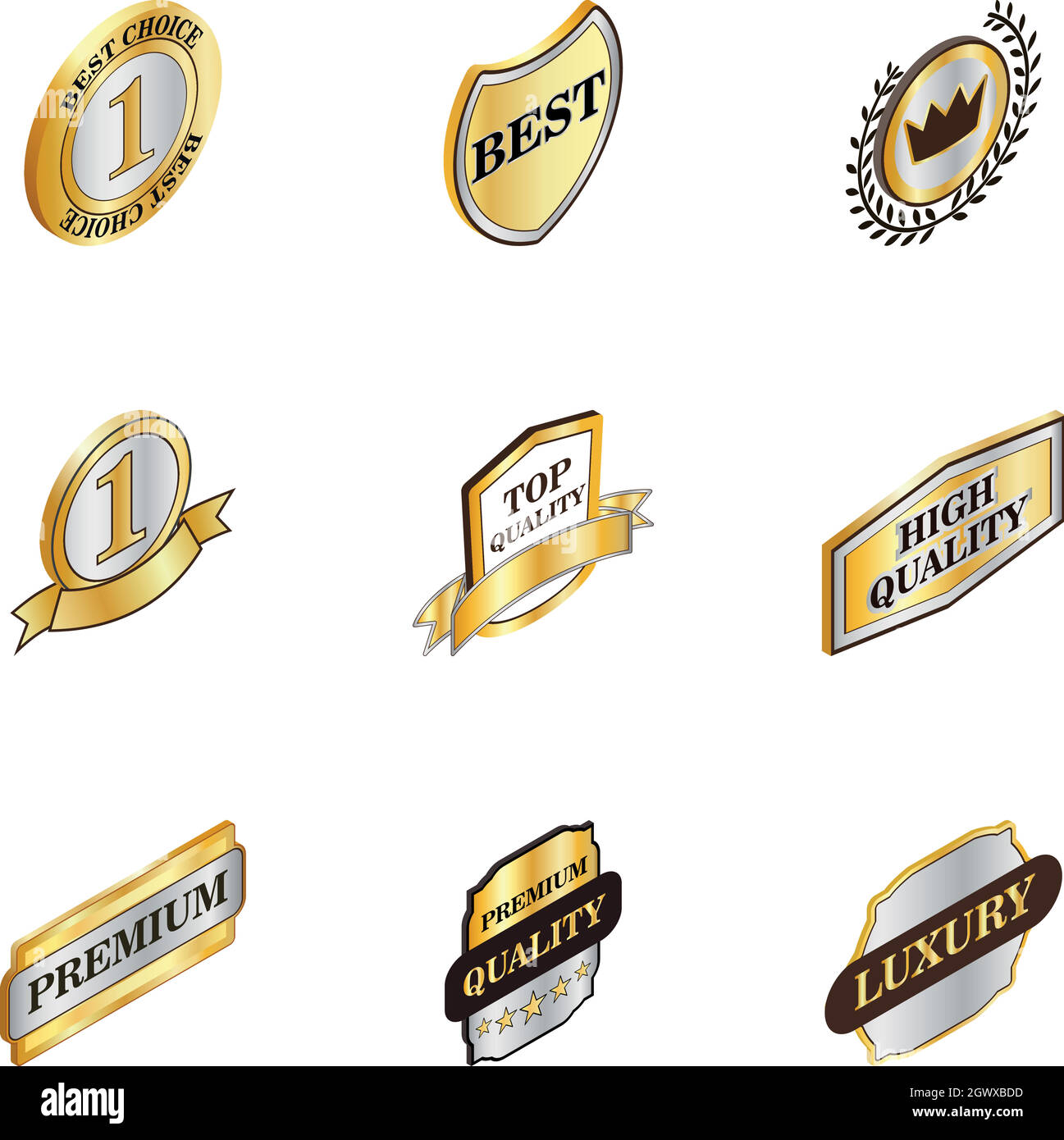 Meilleur choix banner icons set, style 3D isométrique Illustration de Vecteur