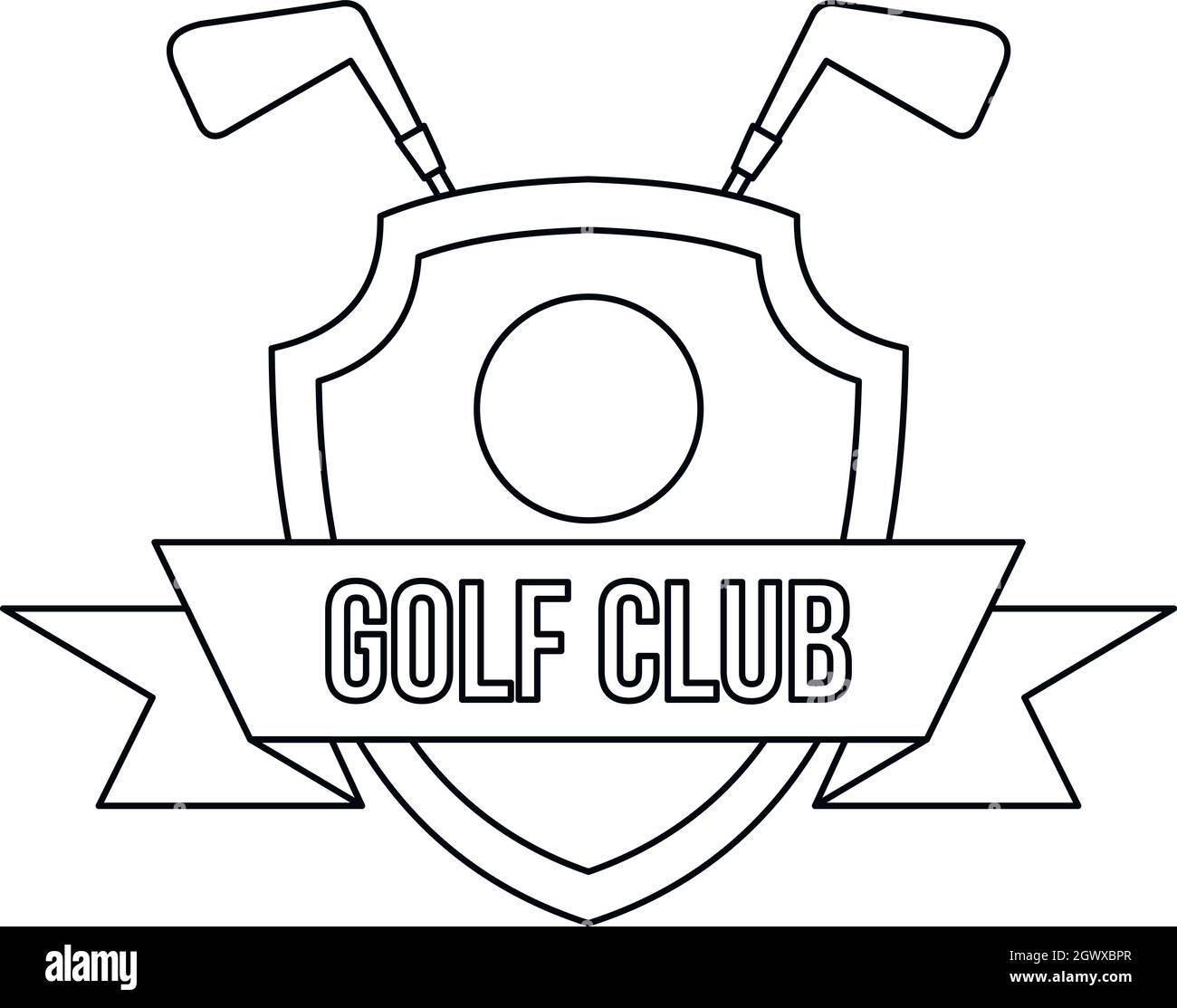 Club de golf, l'icône de style contour Illustration de Vecteur