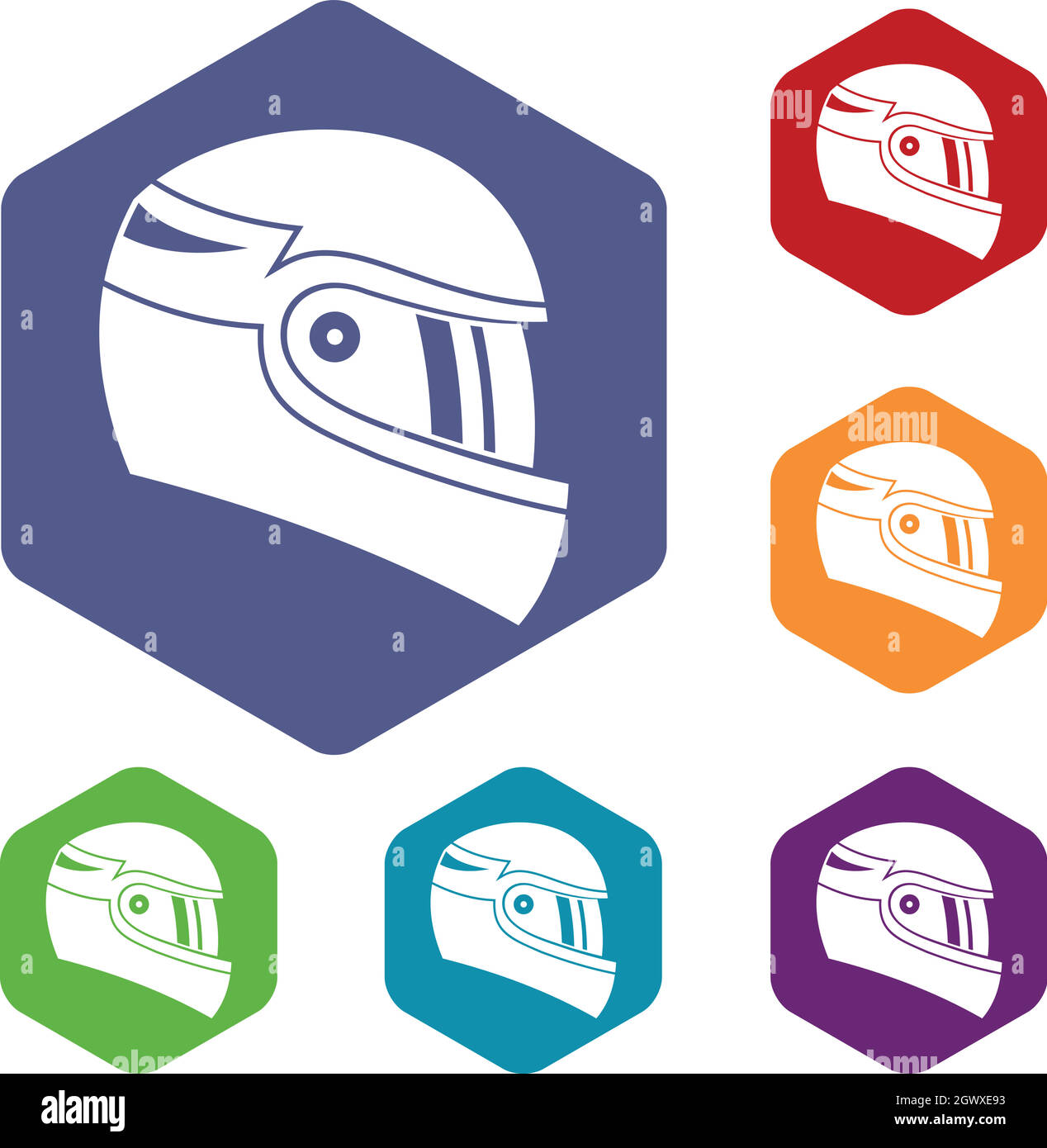 Racing Casque icons set Illustration de Vecteur