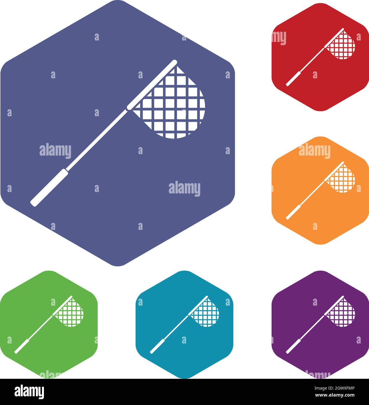 Filet de pêche icons set Illustration de Vecteur