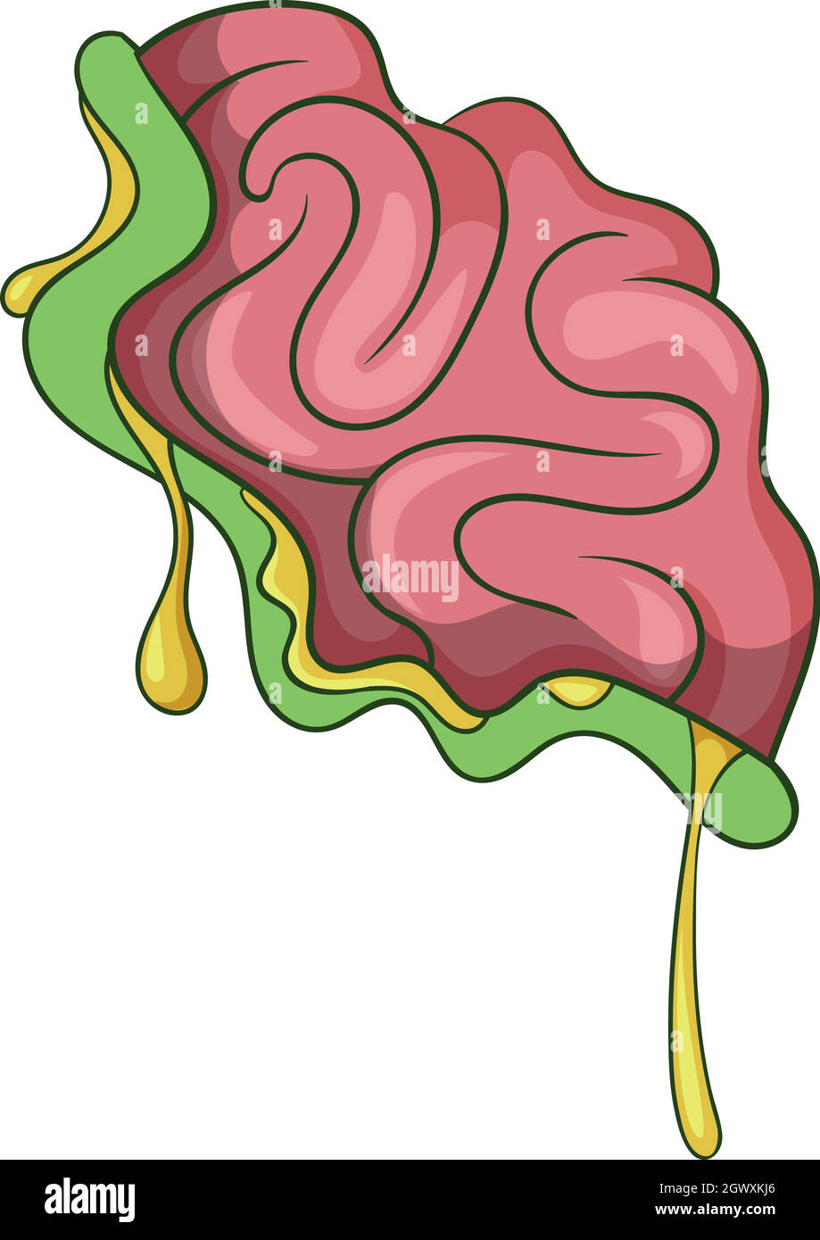 Icône cerveau Zombie, cartoon style Illustration de Vecteur