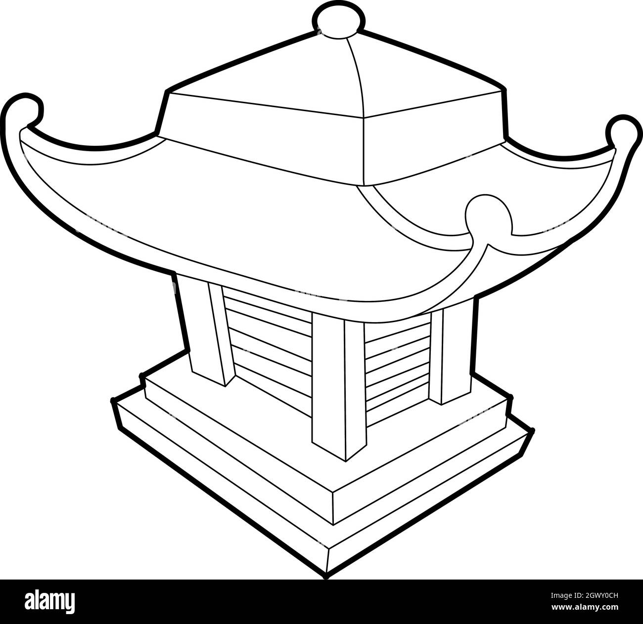 Pagode asiatique style du contour, icône Illustration de Vecteur