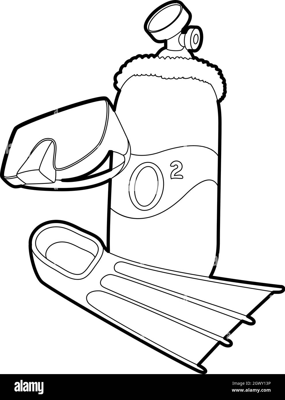 Plongée sous-marine, l'icône de style contour Illustration de Vecteur