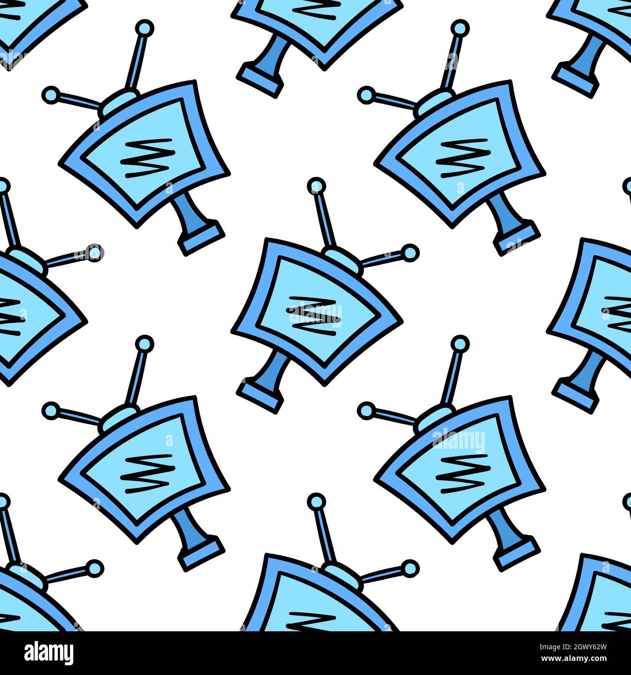 télévision électronique à motif sans couture imprimé textile Illustration de Vecteur