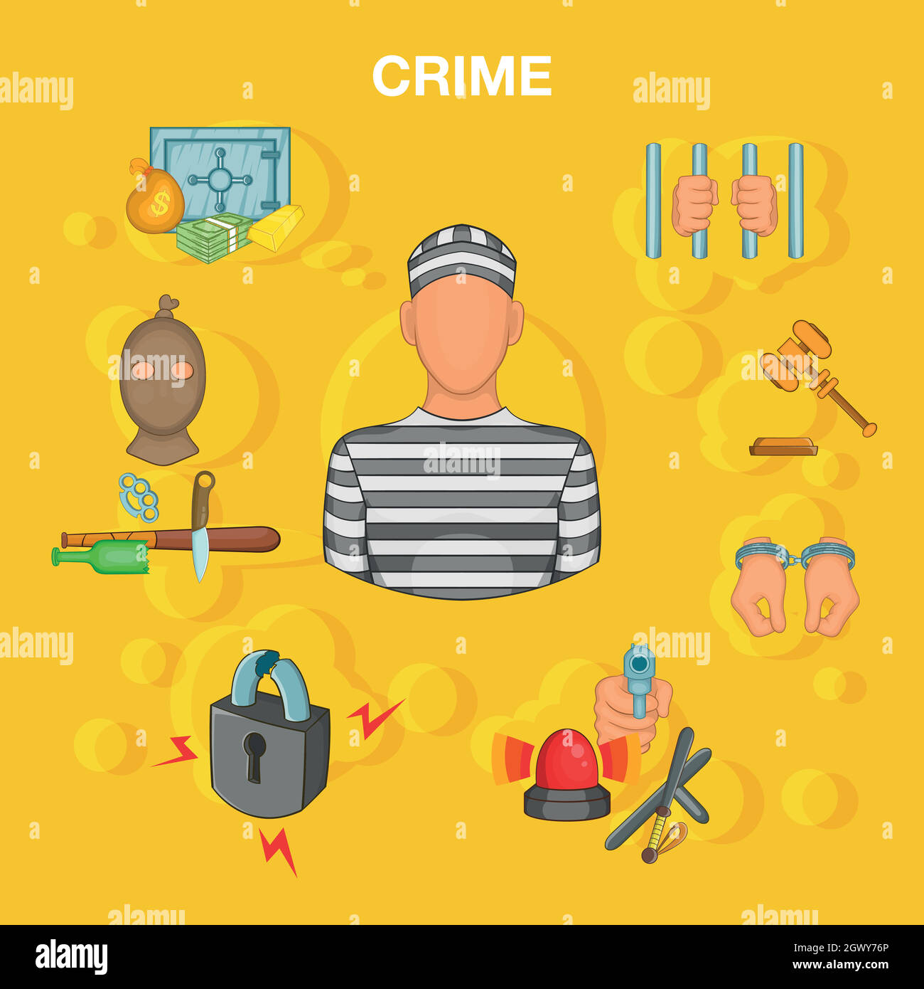 Concept d'accident de la criminalité, de style cartoon Illustration de Vecteur