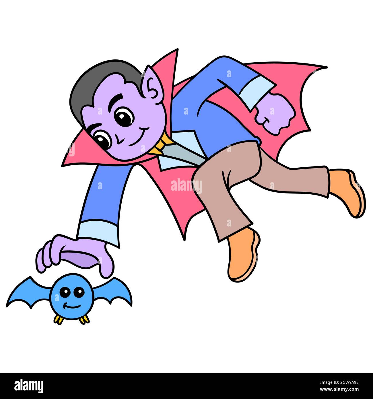 le beau dracula halloween partie volant attraper la chauve-souris Illustration de Vecteur