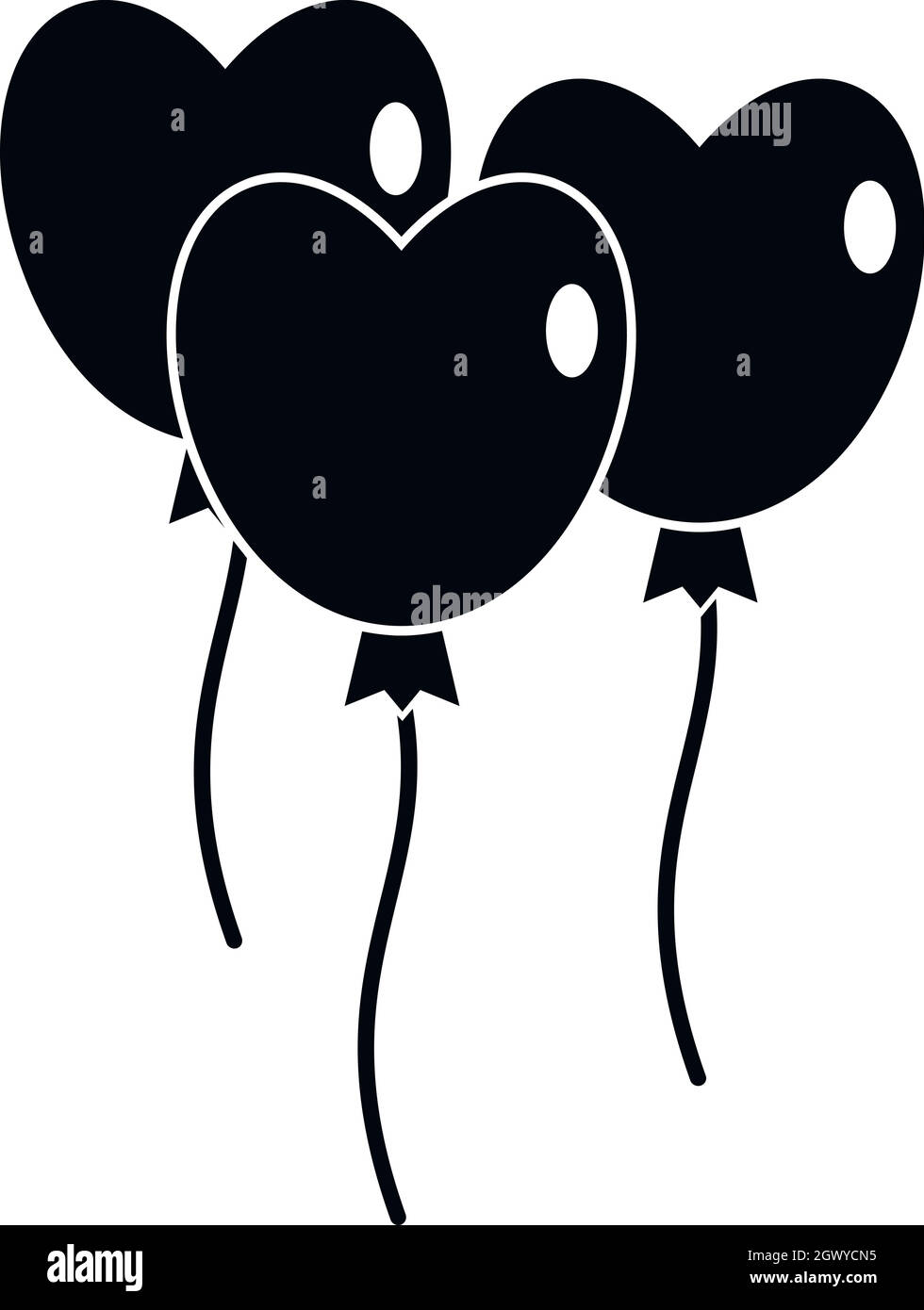 Trois ballons en forme d'icône en forme de cœur Illustration de Vecteur