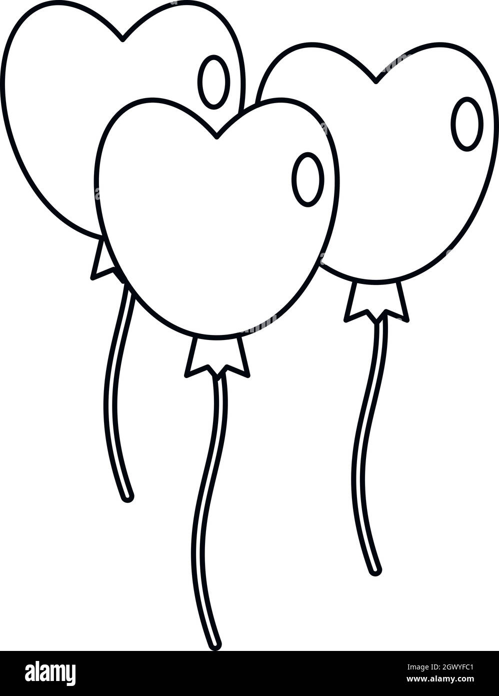 Trois ballons, icône de style contour Illustration de Vecteur