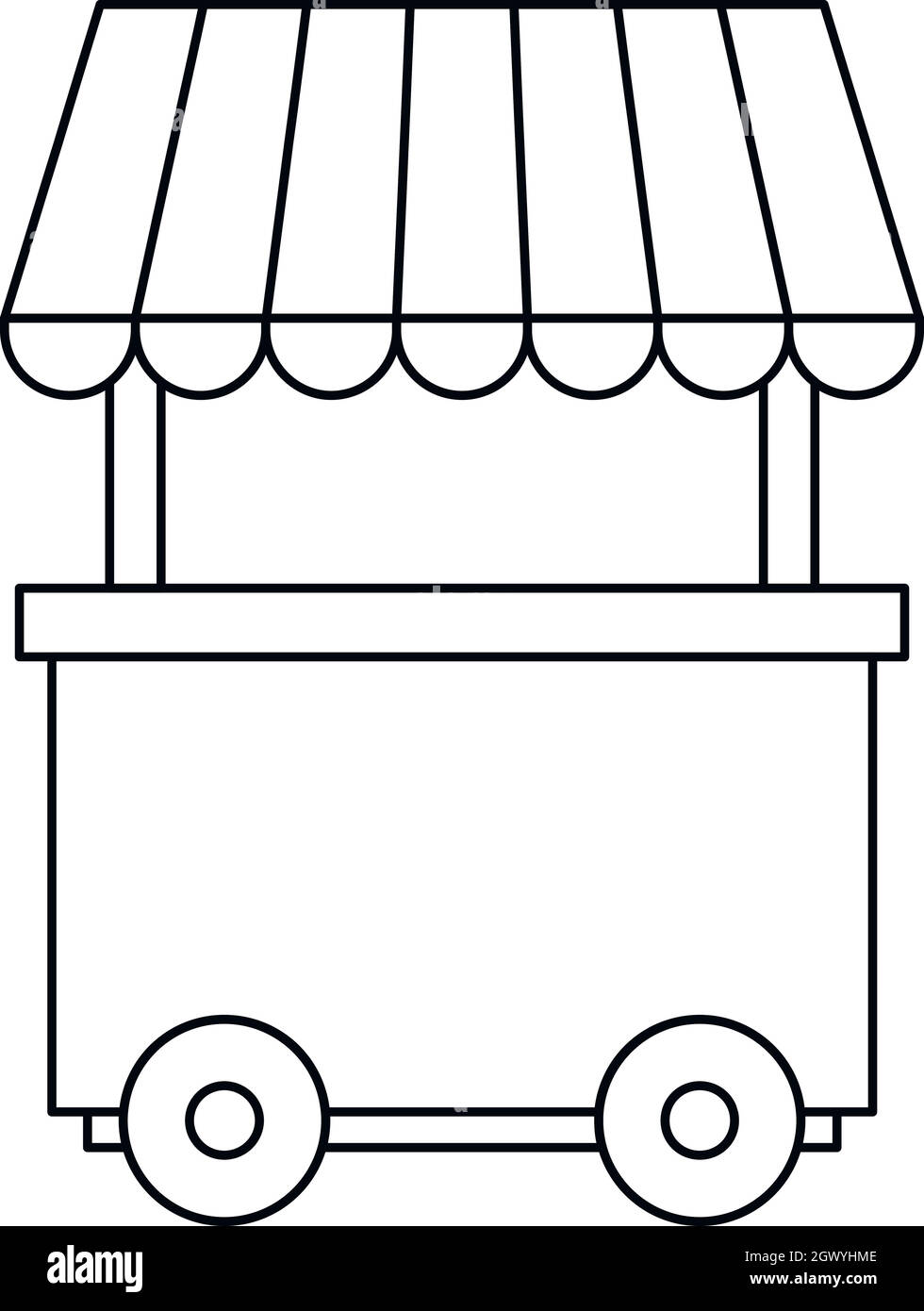 Restauration rapide roue chariot style du contour, icône Illustration de Vecteur