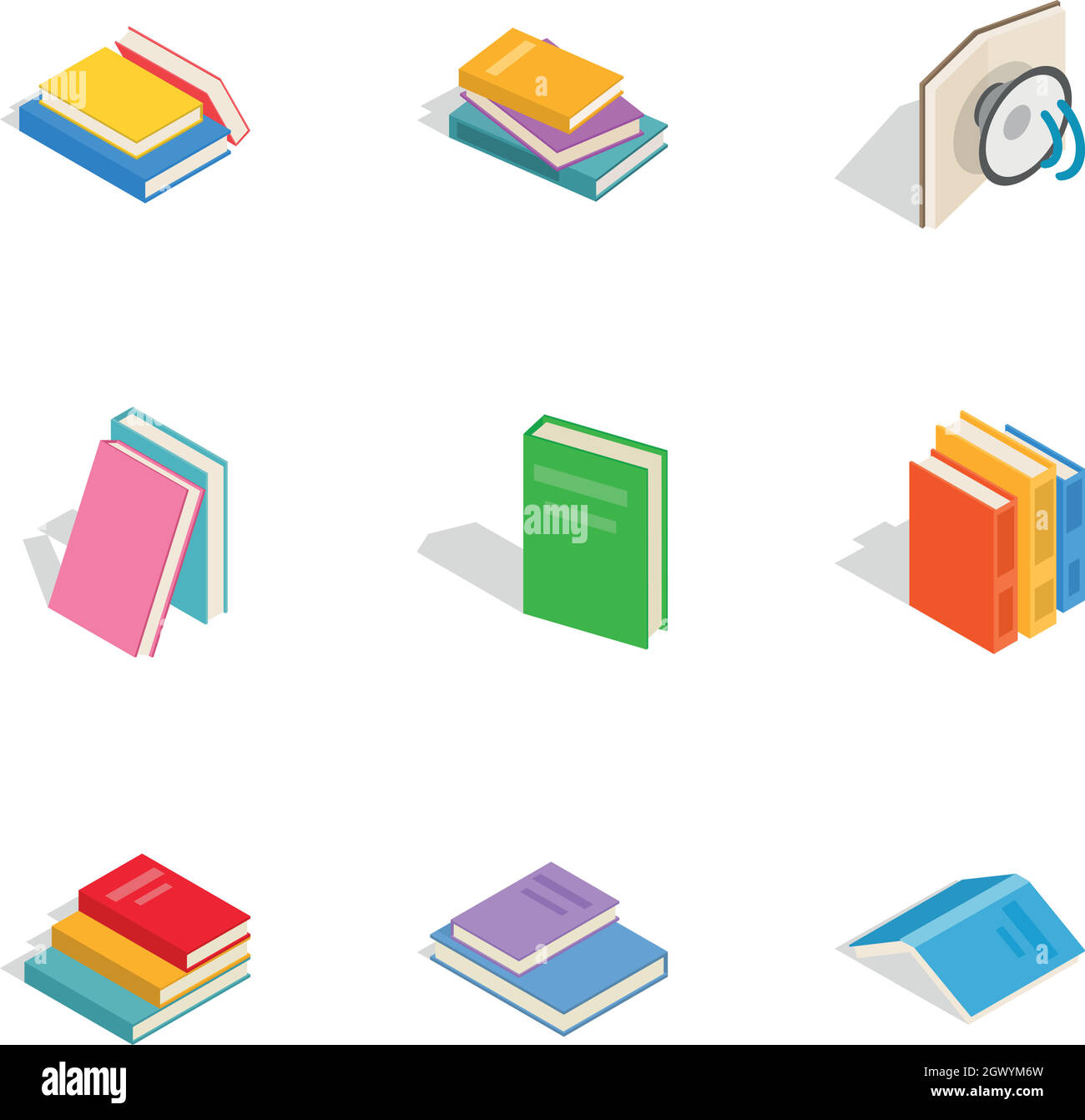 Livres, icônes 3D isométrique style Illustration de Vecteur