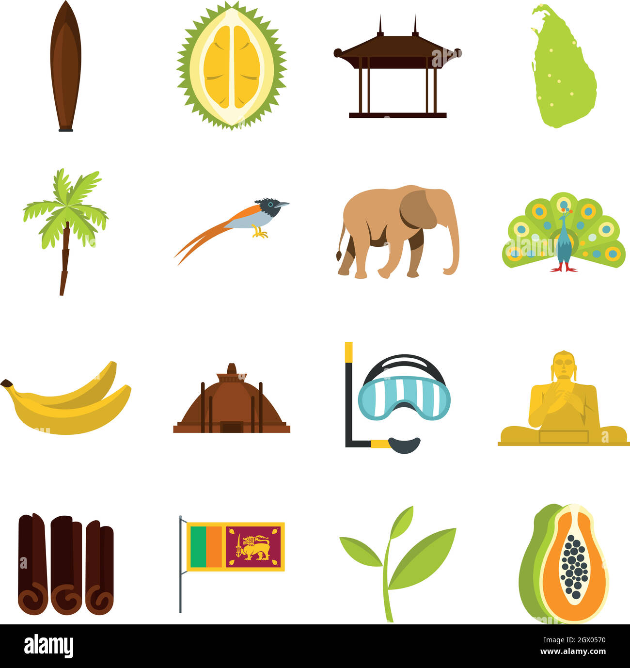 Ensemble de voyage Sri Lanka icônes télévision Illustration de Vecteur