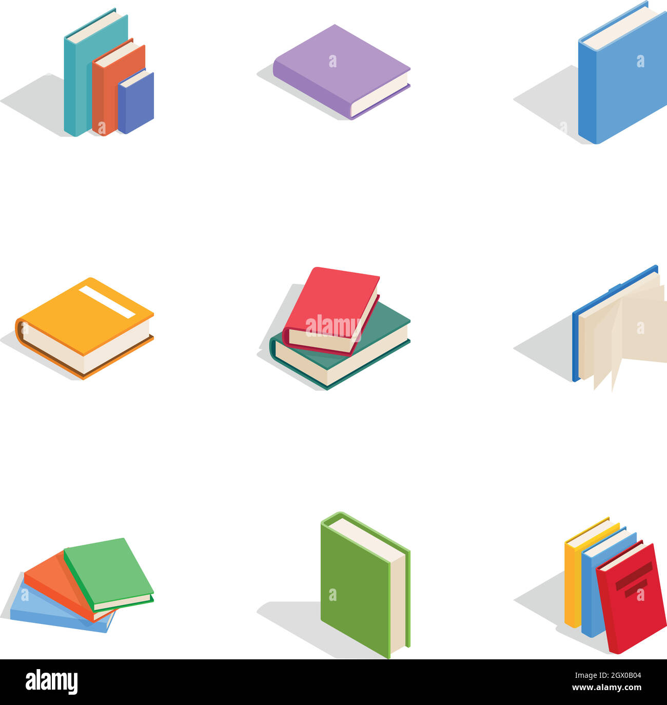 Books icons set, style 3D isométrique Illustration de Vecteur
