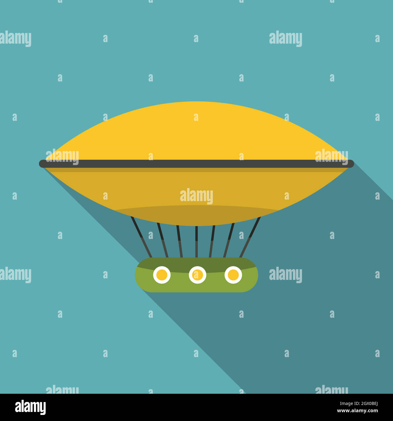 Retro jaune hot air balloon, icône de style plat Illustration de Vecteur Retro jaune hot air balloon, icône de style plat Illustration de Vecteur