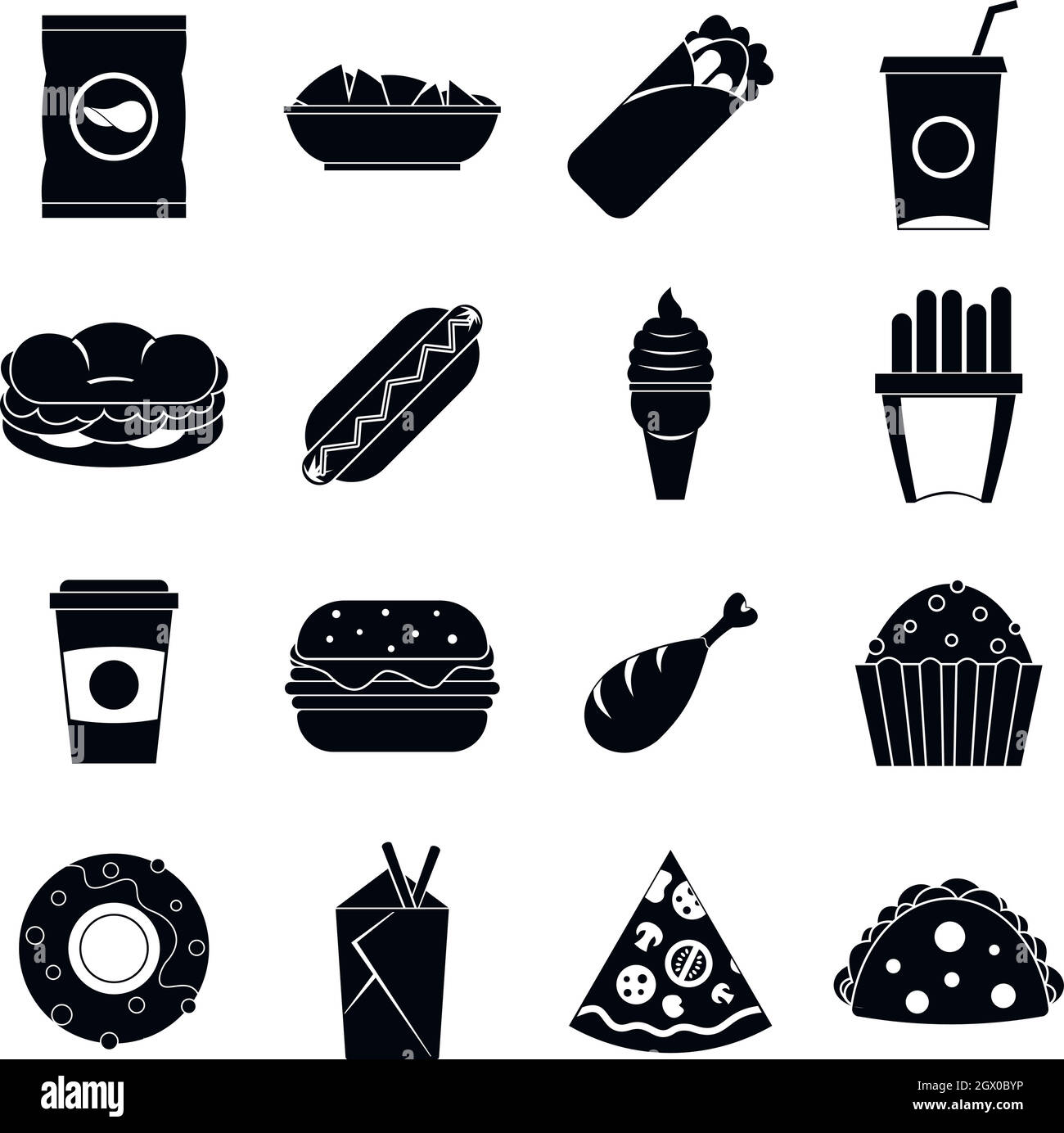 Fast food icons set, le style simple Illustration de Vecteur