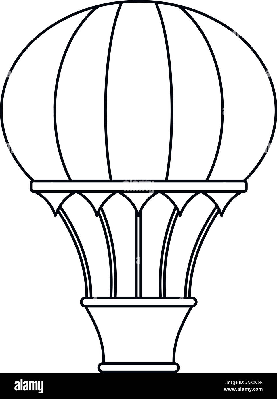 Hot Air Balloon avec style du contour, l'icône du panier Illustration de Vecteur Hot Air Balloon avec style du contour, l'icône du panier Illustration de Vecteur