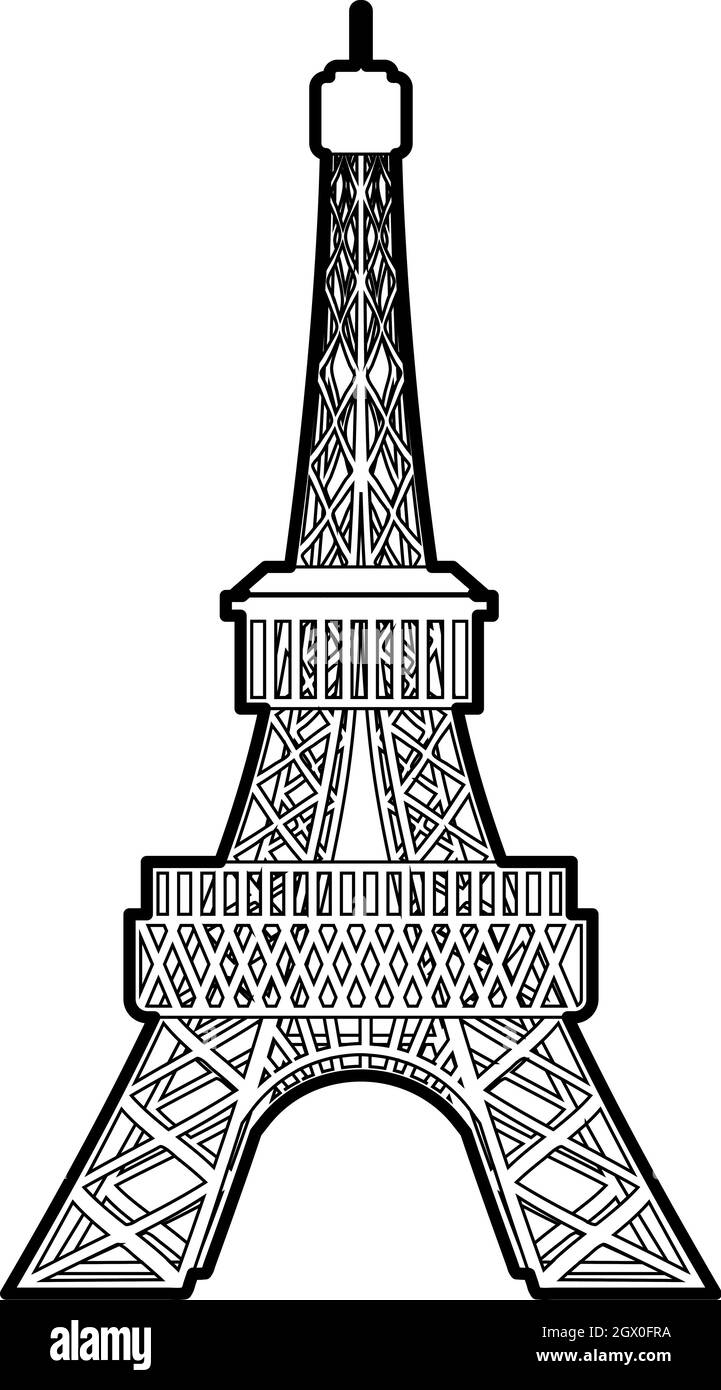 Tour Eiffel, l'icône de style contour Illustration de Vecteur