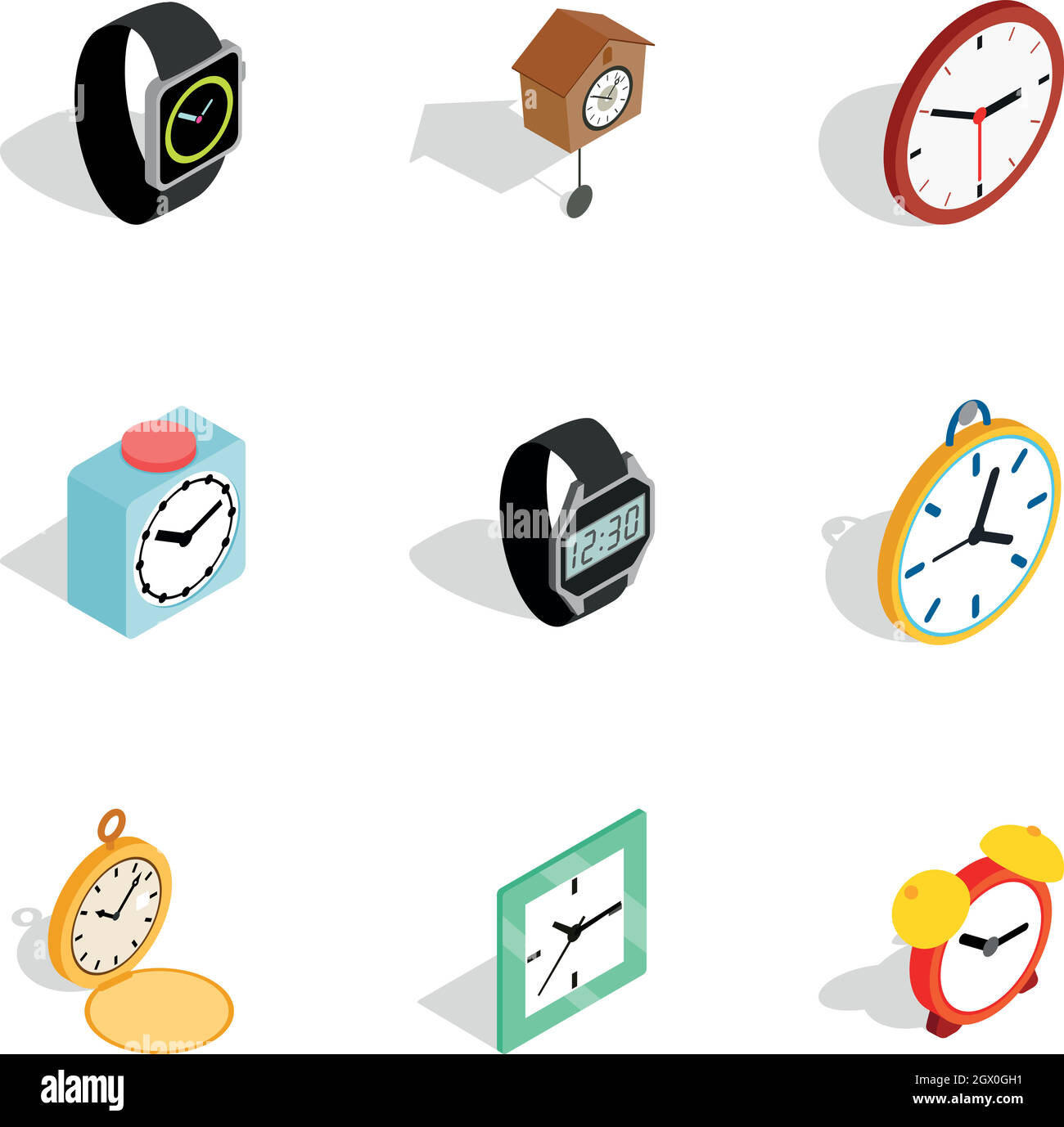 Temps modernes, les icônes de style 3D isométrique Illustration de Vecteur