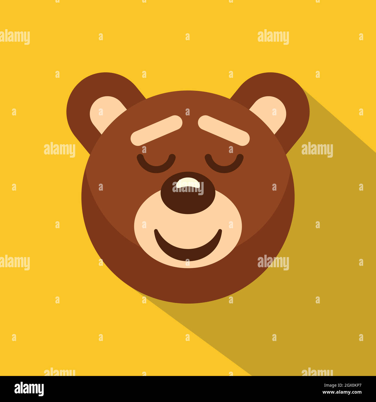 Ours en peluche brun, l'icône de style de la tête plate Illustration de Vecteur