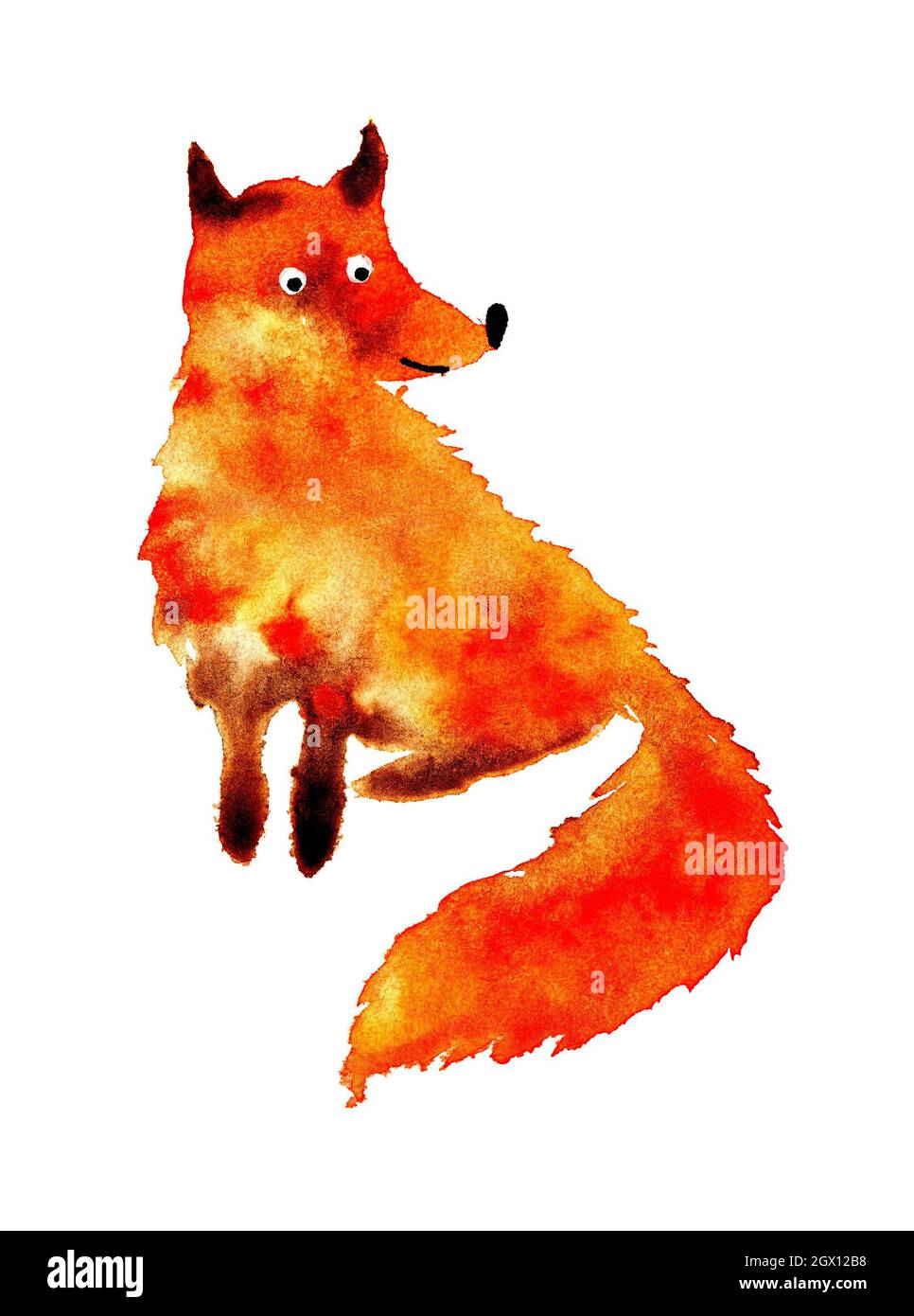 Le Renard Aquarelle Rouge S Assoit Et Sourit Dessin D Un Renard A Partir D Une Tache Gouttes Arbitraires De Peinture Image Drole De Pueril Isole Sur Fond Blanc Dessiner Photo Stock Alamy