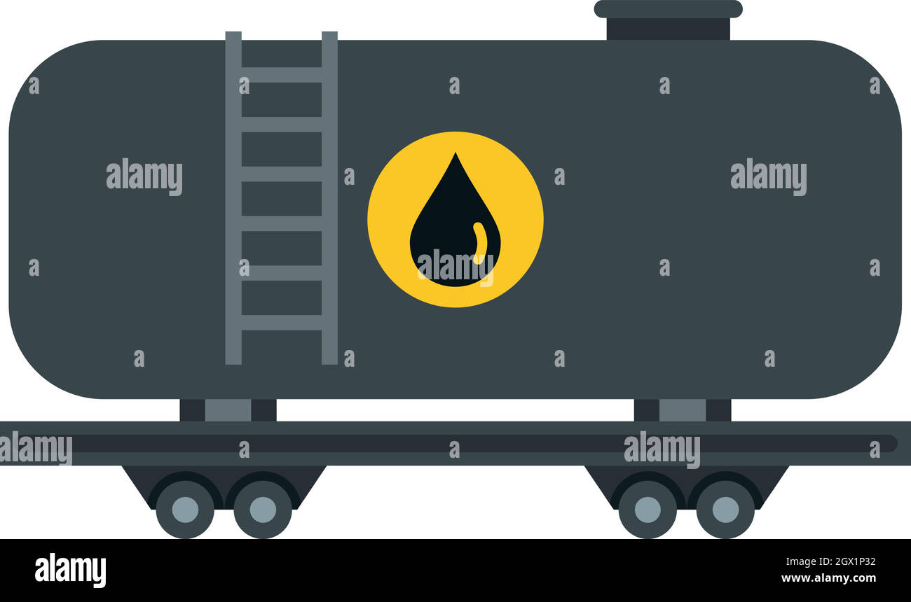 Chemin de fer de l'essence, l'icône de pétroliers style plat Illustration de Vecteur