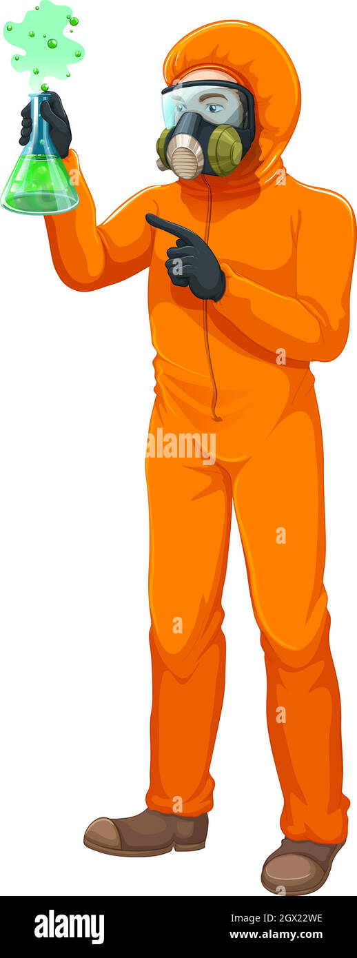 Un chimiste tenant une fiole jaugée Illustration de Vecteur