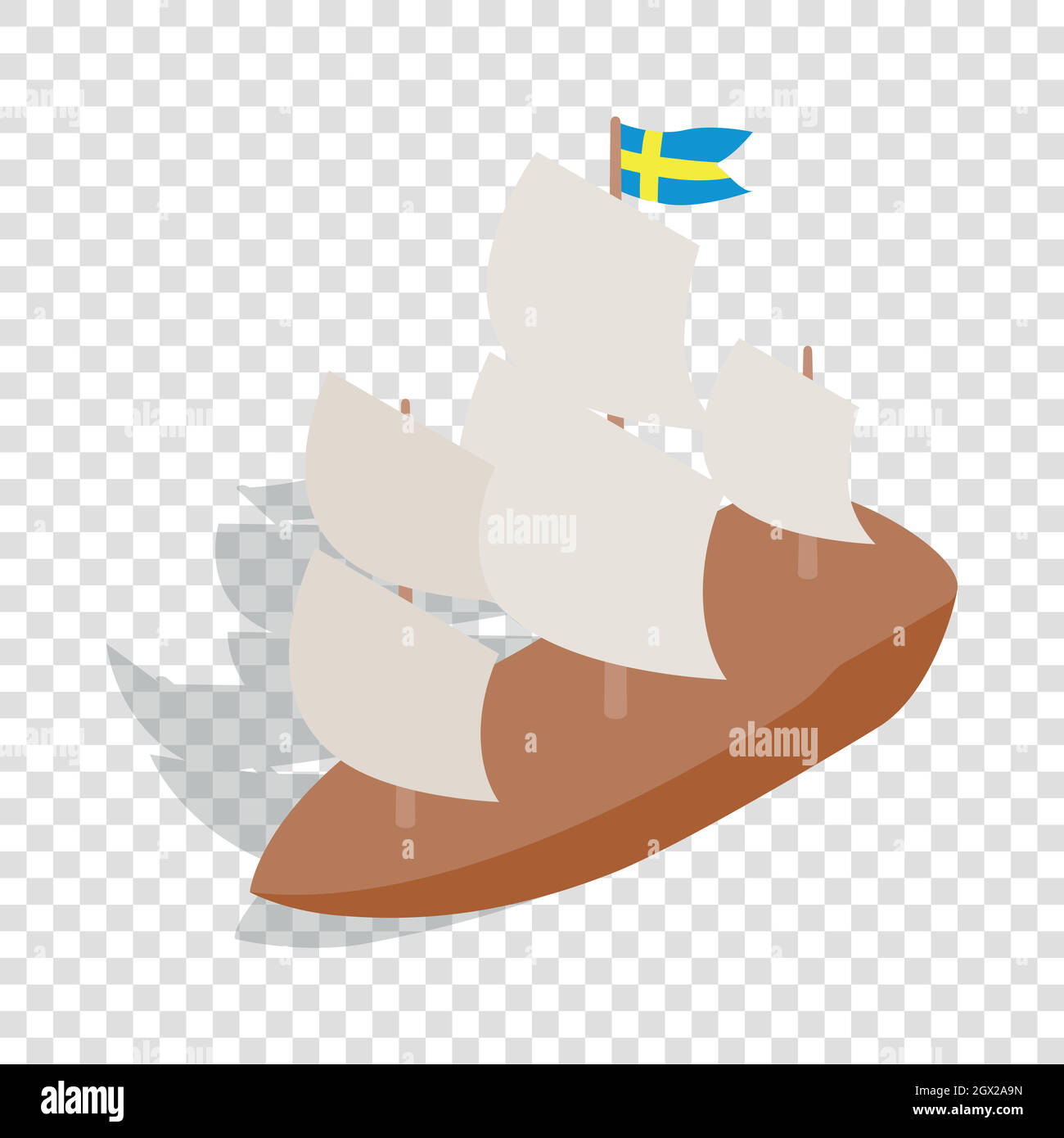 Navire avec drapeau suédois icône isométrique Illustration de Vecteur