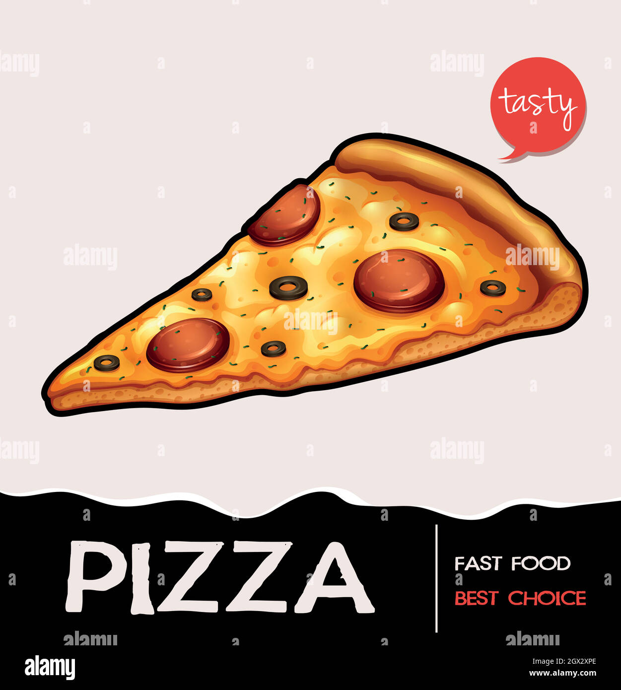 Tranche de pizza avec libellé Illustration de Vecteur