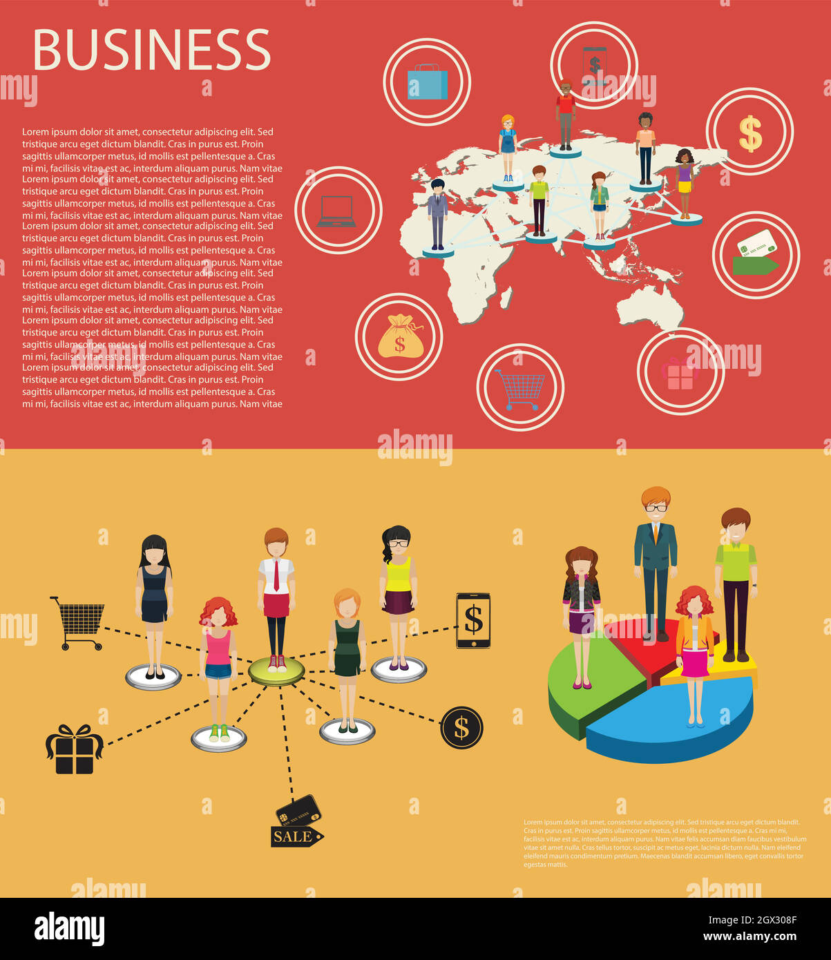 Infographie d'entreprise avec ressources humaines et graphiques Illustration de Vecteur
