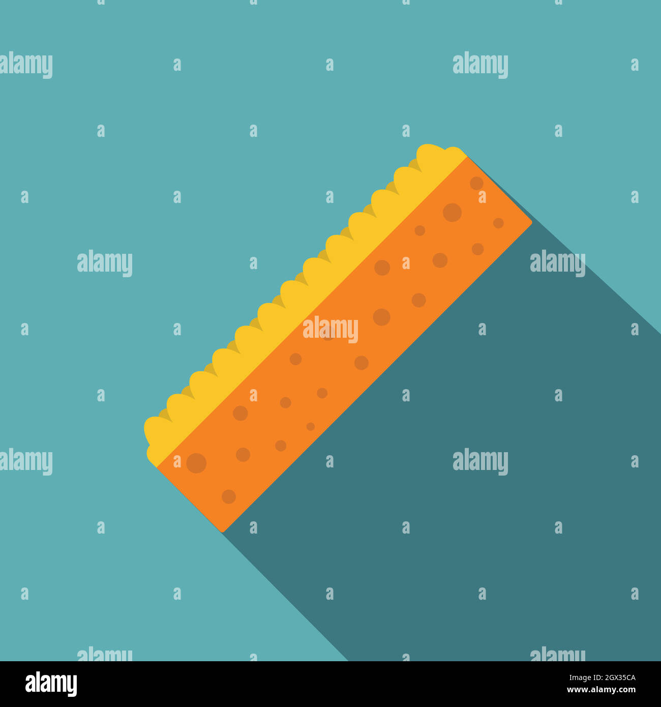 Éponge Orange pour le nettoyage, l'icône de style plat Illustration de Vecteur