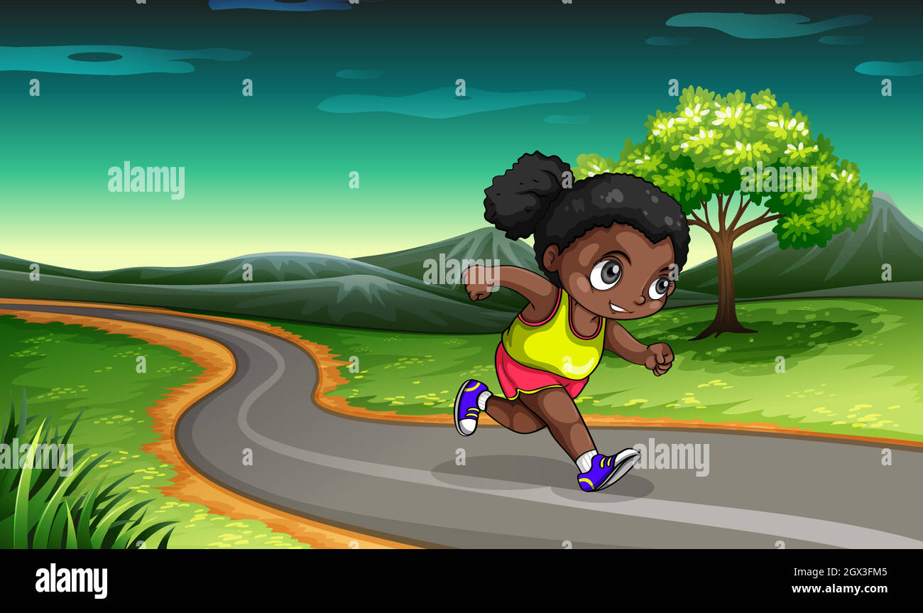 Une fille noire de jogging Illustration de Vecteur