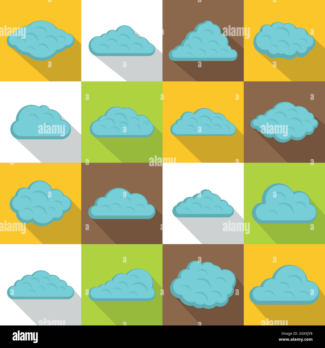 Nuages icons set, style plat Illustration de Vecteur