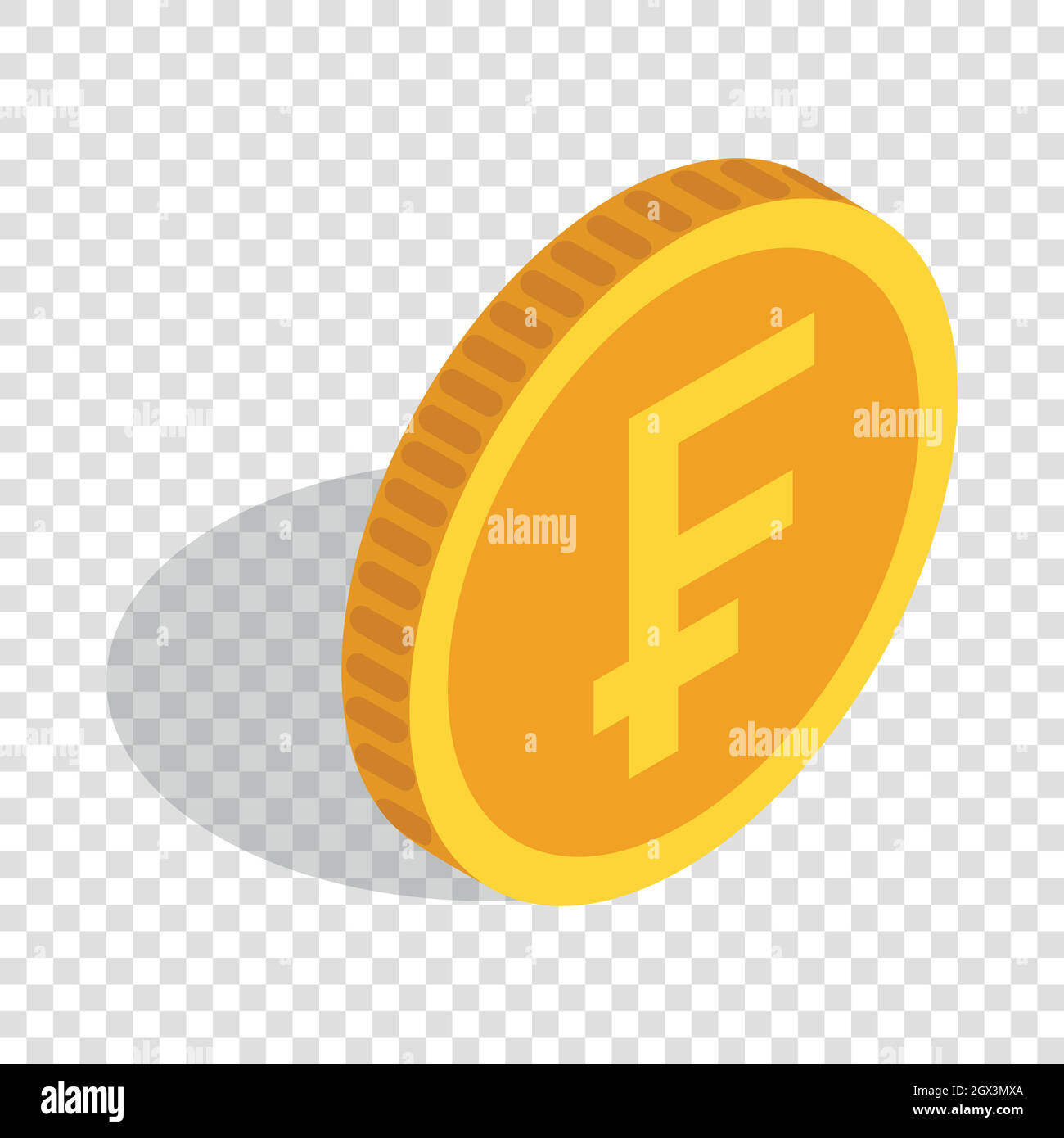 Pièce d'or avec Swiss Frank signer l'icône isométrique Illustration de Vecteur