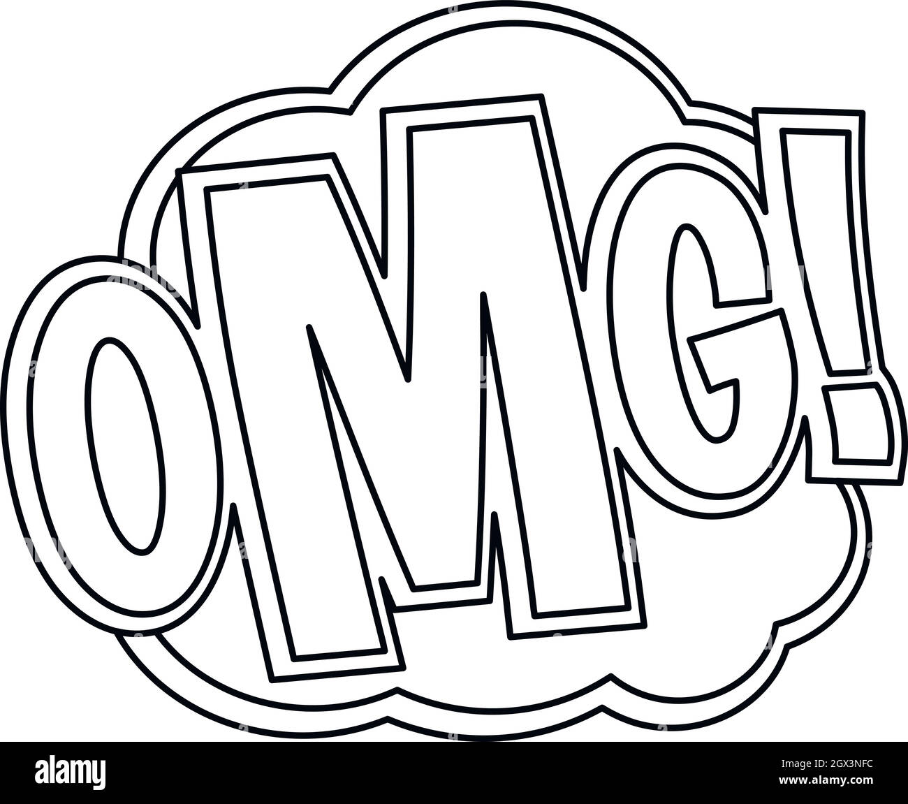 OMG, la bande dessinée de l'effet de son texte, l'icône de style contour Illustration de Vecteur