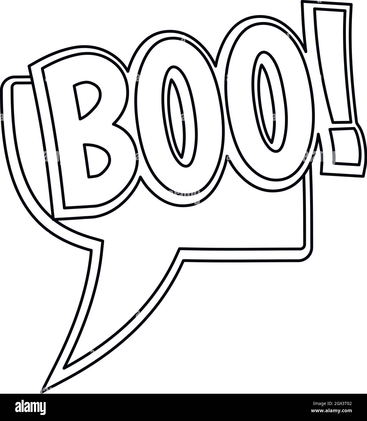 BOO, la bande dessinée de l'effet de son texte, l'icône de style contour Illustration de Vecteur