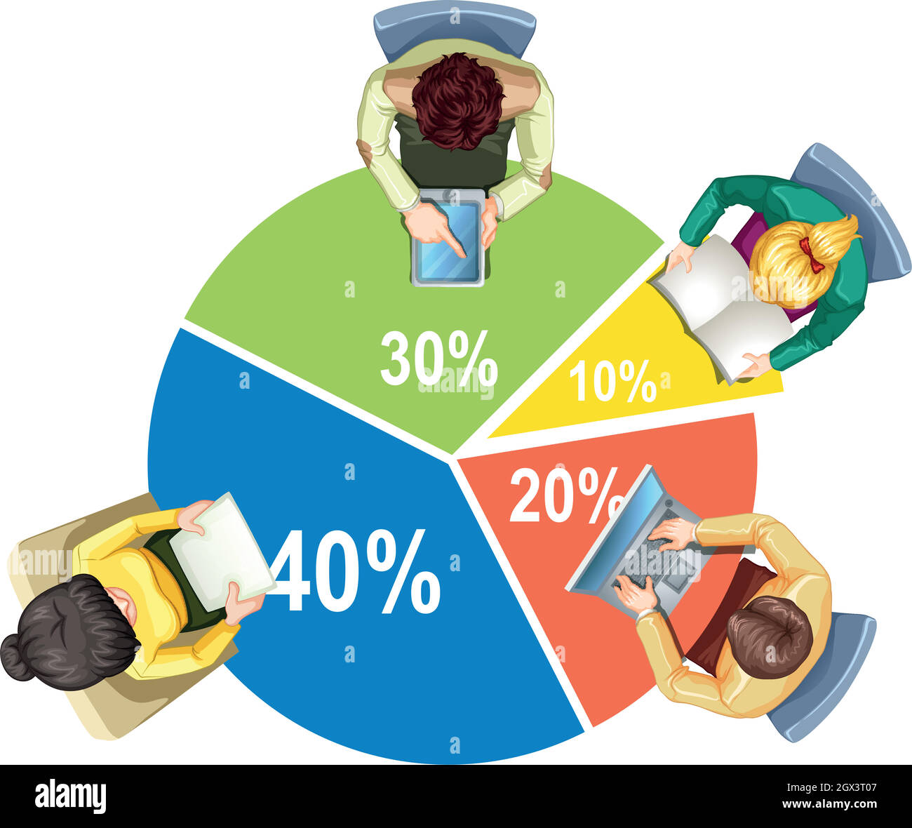 Infographie avec piechart et les gens d'affaires Illustration de Vecteur