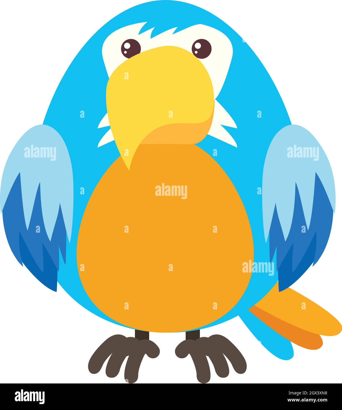 Perroquet bleu avec visage heureux Illustration de Vecteur