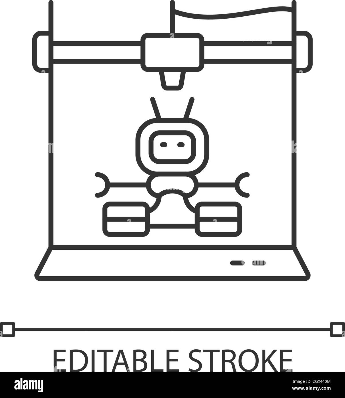 icône linéaire d'impression de robots 3d Illustration de Vecteur