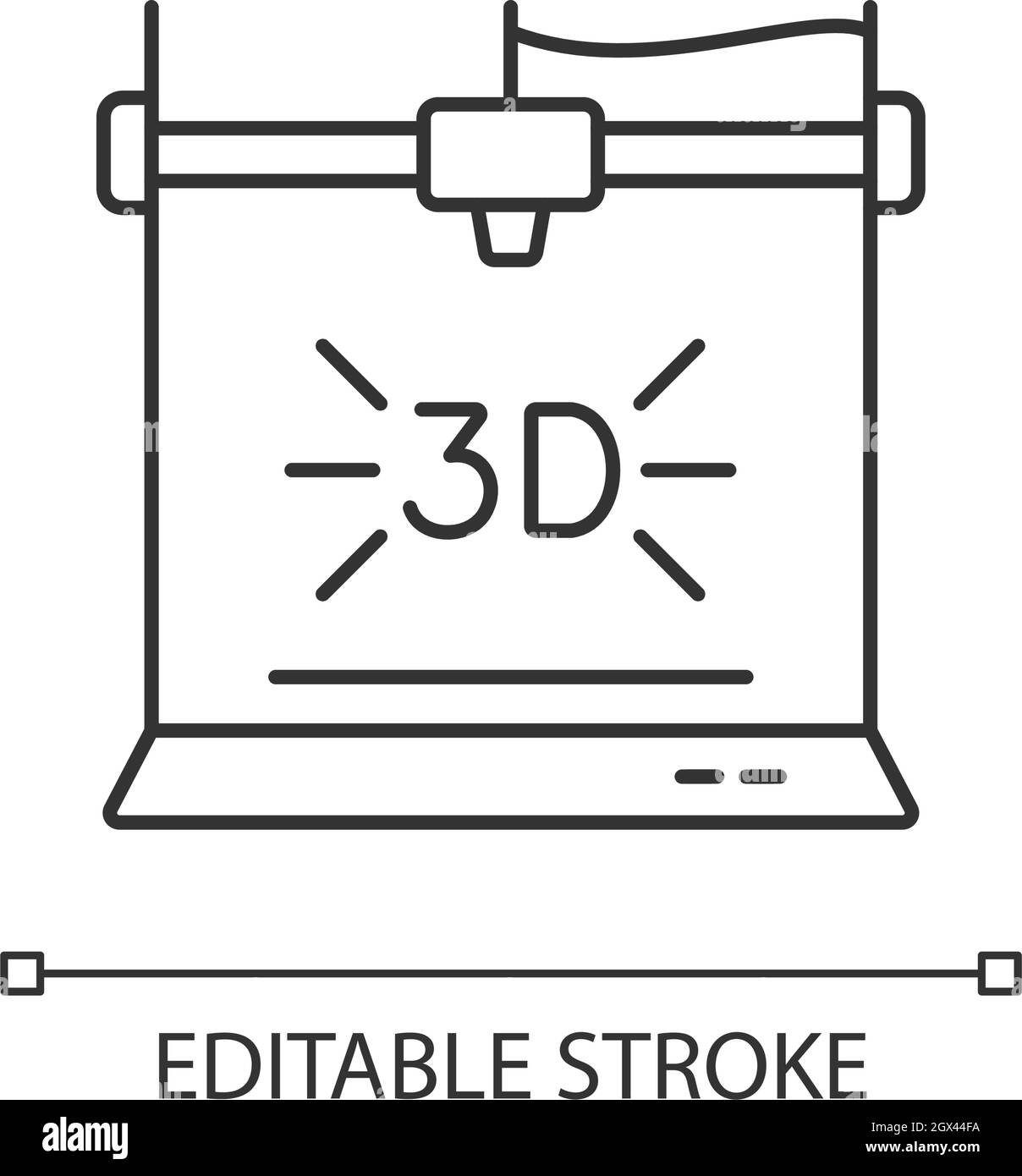 icône linéaire de l'imprimante 3d Illustration de Vecteur