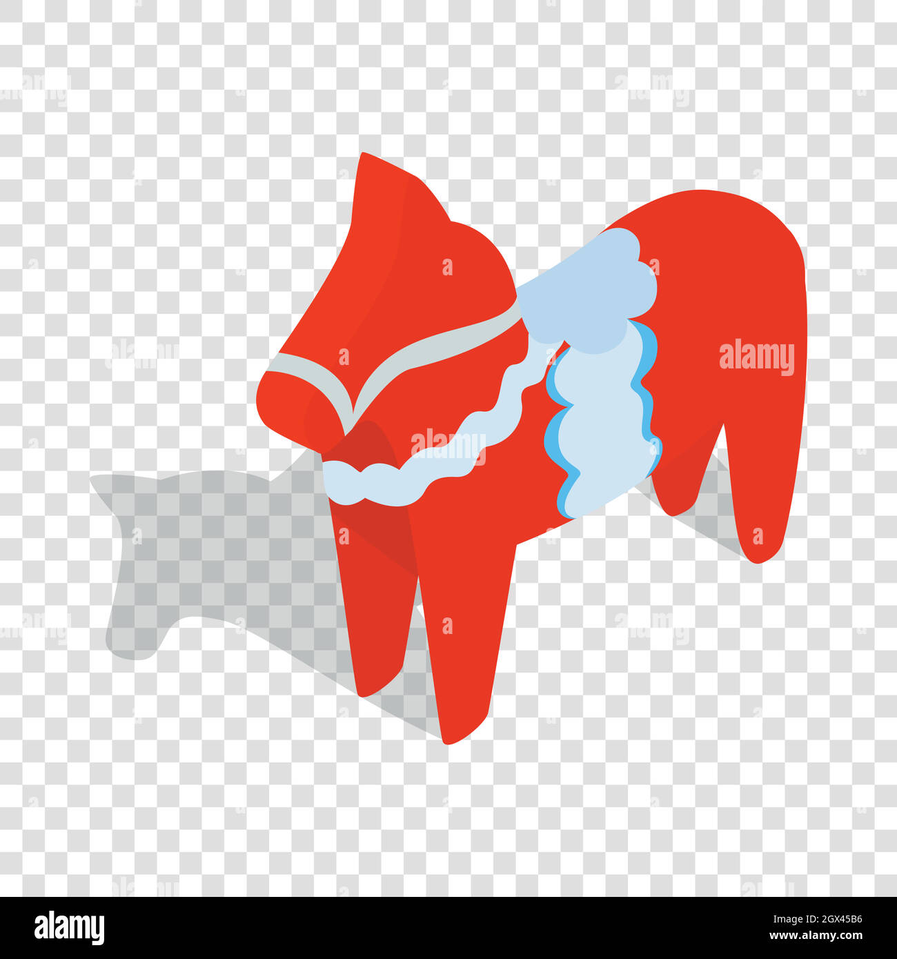 Cheval de bois rouge, icône isométrique Illustration de Vecteur