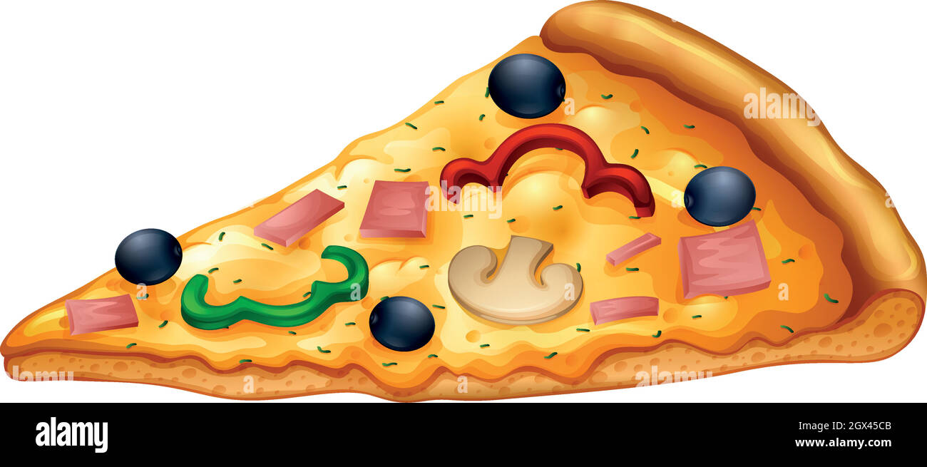 Tranche de pizza sur blanc Illustration de Vecteur