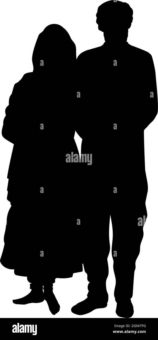 Silhouette de la famille indienne de l'homme et de la femme. Icône de symbole d'illustration Illustration de Vecteur