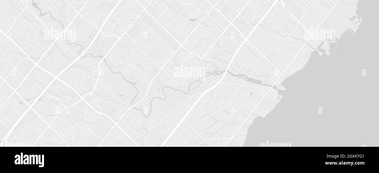 Carte d'arrière-plan horizontale vectorielle de la ville de Mississauga, blanc et gris clair, illustration de la cartographie des rues et de l'eau. Format écran large, digita Illustration de Vecteur