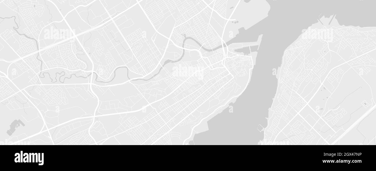 Carte de fond horizontale vectorielle de la région de Québec, blanc et gris clair, illustration de la cartographie des rues et de l'eau. Format écran large, FLa numérique Illustration de Vecteur
