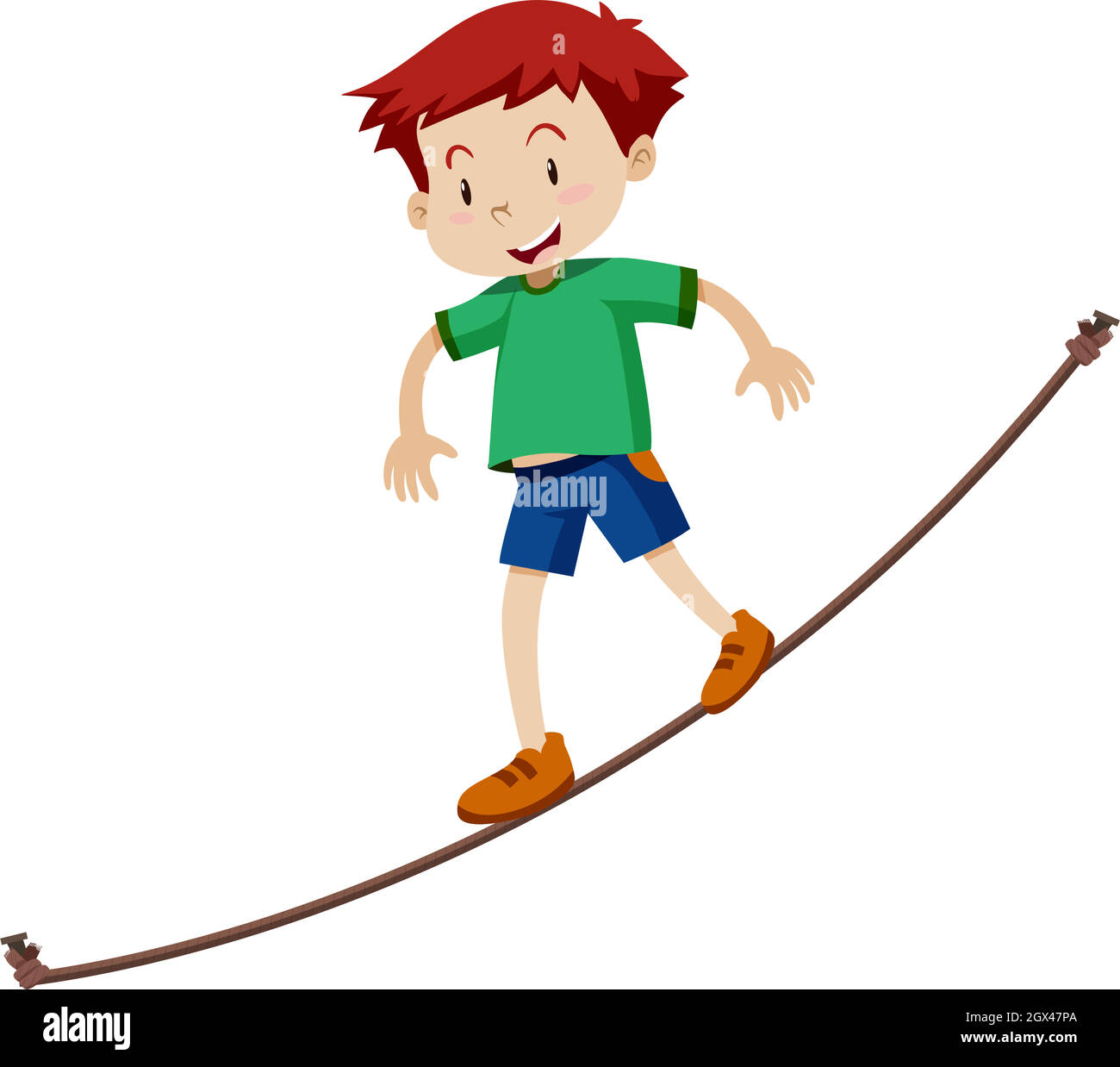 Un garçon marchant sur une corde raide Illustration de Vecteur