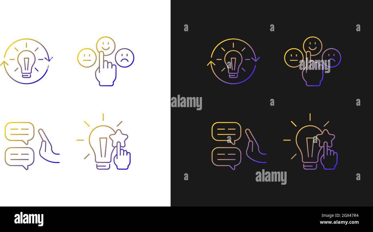 Icônes de gradient de pensée logique et rationnelle définies pour les modes sombre et clair Illustration de Vecteur