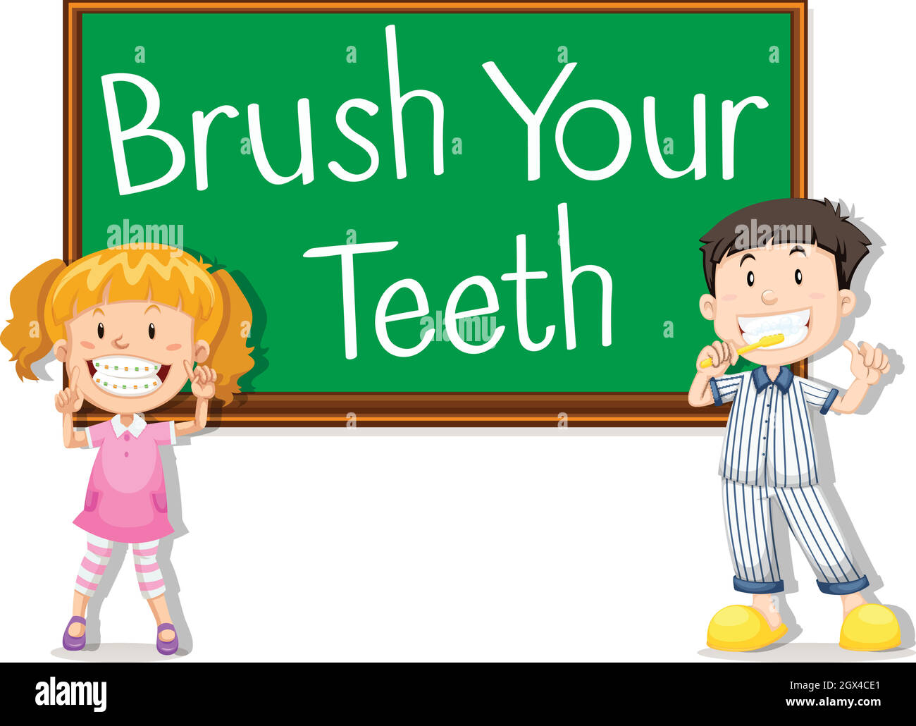 Les enfants et les conseils de badigeonner vos dents Illustration de Vecteur