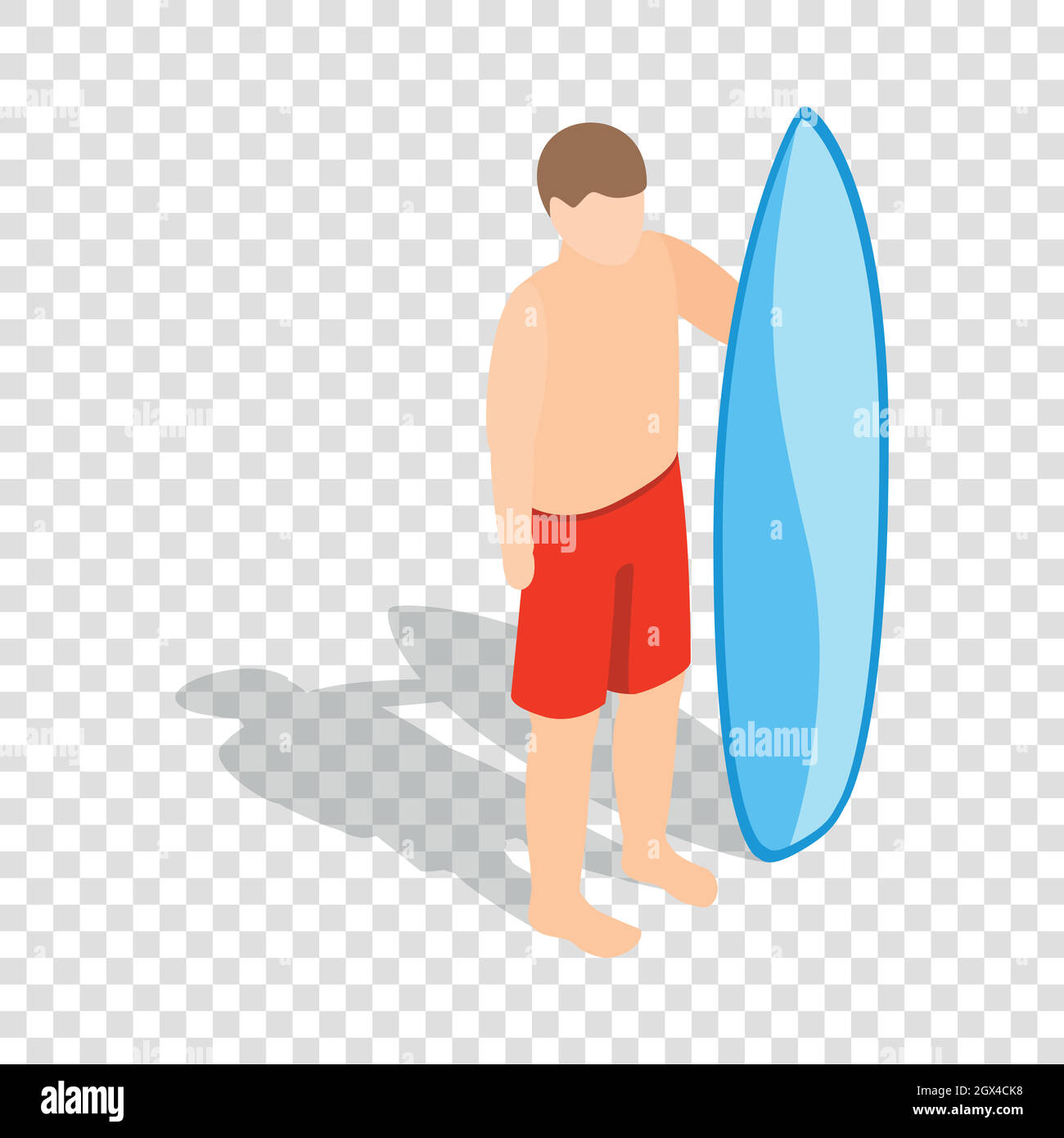 Man with surfboard surfeur icône isométrique Illustration de Vecteur