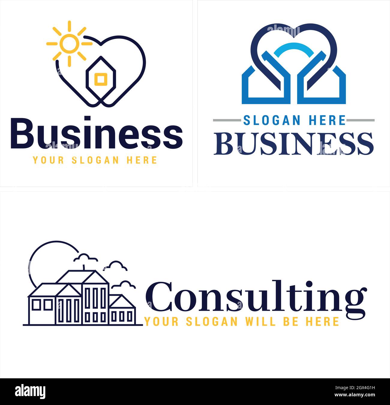 Conception du logo de la société de services-conseils en bâtiment d'affaires Illustration de Vecteur