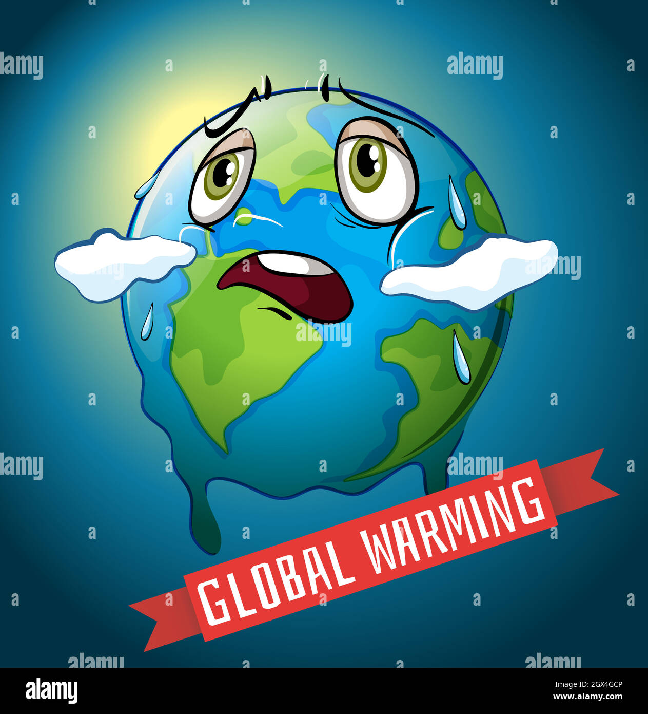 Réchauffement de la planète avec la fonte de la terre Illustration de Vecteur