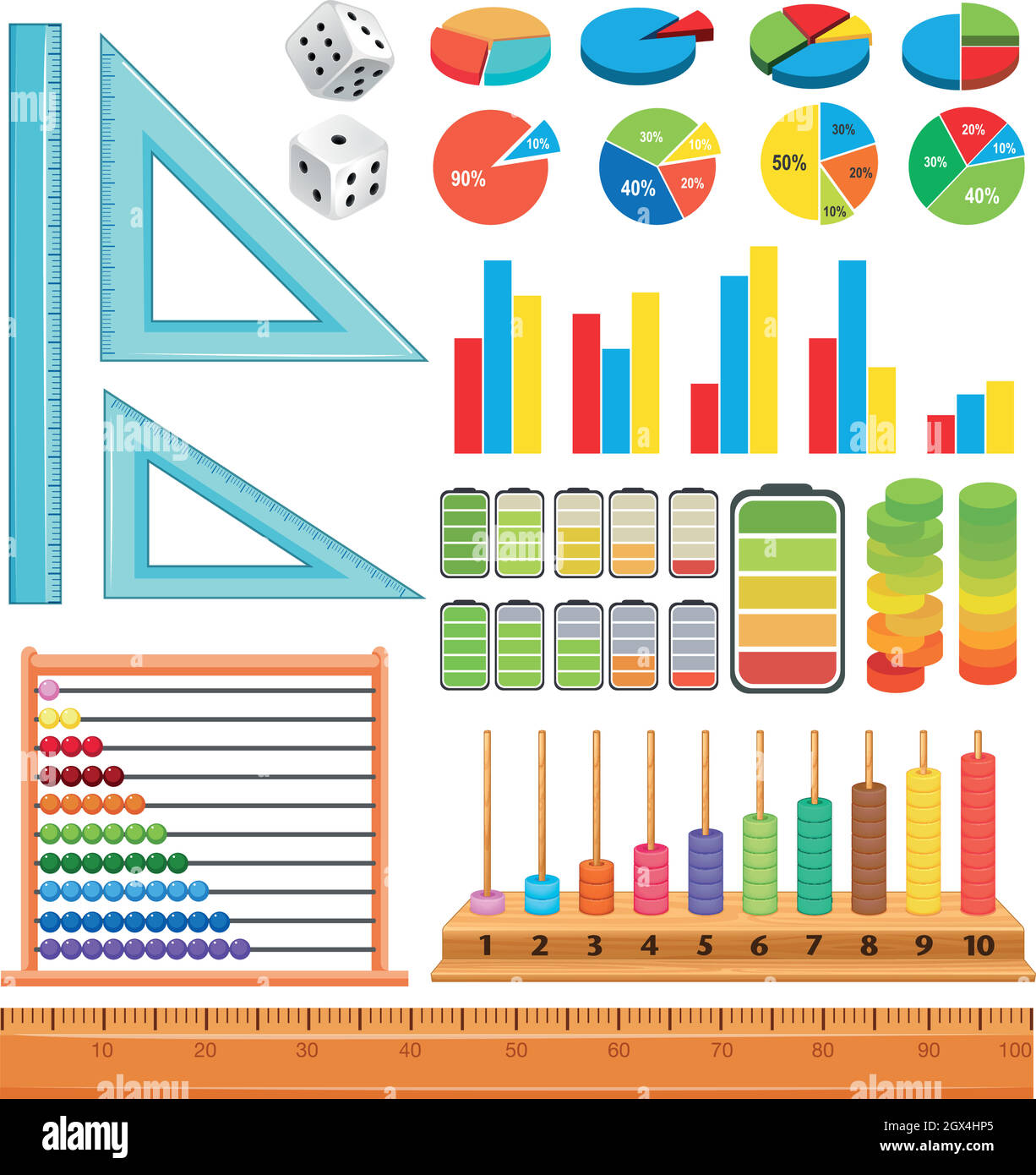 Ensemble d'éléments mathématiques Illustration de Vecteur